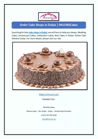 Order Cake Shops in Dubai