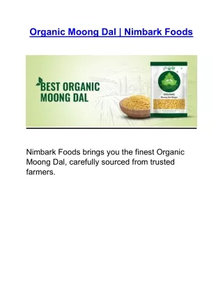 Organic Moong Dal | Nimbark Foods