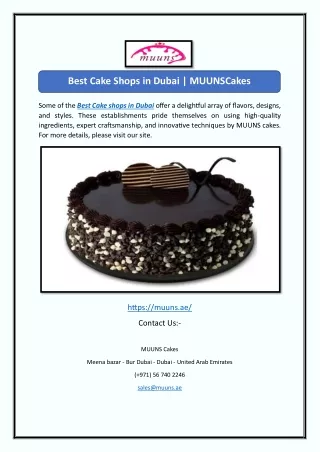 Best Cake Shops in Dubai