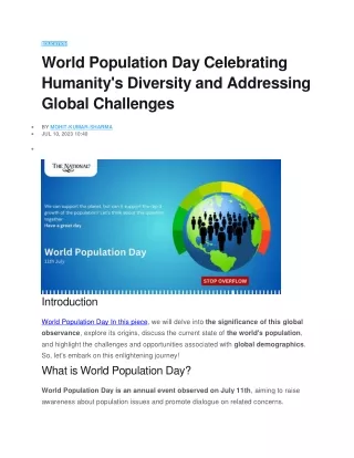 World Population Day Celebrating Humanity's Diversity and Addressing Global Challenges