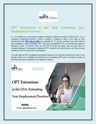 OPT Extensions in the USA- Extending Your Employment Duration