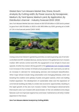 Global Zero Turn Mowers Market Size