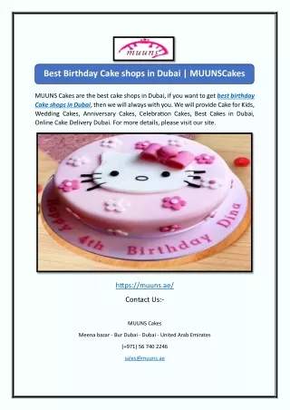 Best Birthday Cake shops in Dubai