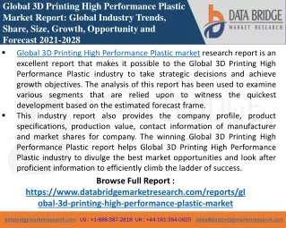 3D Printing High Performance Plastic -Chemical Material