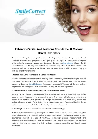 Enhancing Smiles And Restoring Confidence At Midway Dental Laboratory