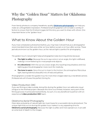 2023 - Why the “Golden Hour” Matters for Oklahoma Photography