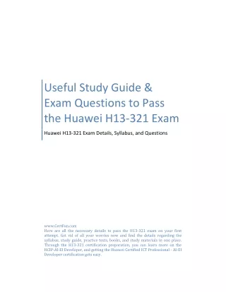 Useful Study Guide & Exam Questions to Pass the Huawei H13-321 Exam