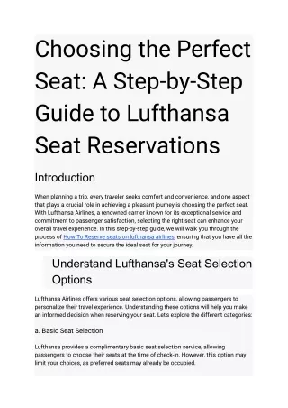 Choosing the Perfect Seat_ A Step-by-Step Guide to Lufthansa Seat Reservations