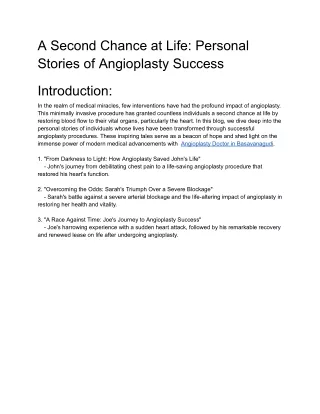 A Second Chance at Life_ Personal Stories of Angioplasty Success