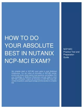 How to Do Your Absolute Best in Nutanix NCP-MCI Exam?