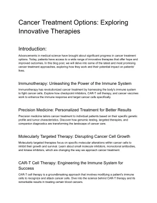 Cancer Treatment Options_ Exploring Innovative Therapies