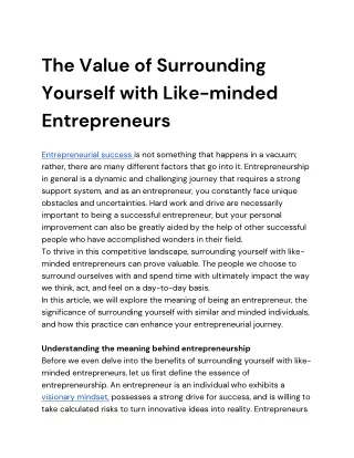 The Value of Surrounding Yourself with Like-minded Entrepreneurs