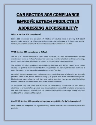 Can Section 508 Compliance Improve EdTech Products in Addressing Accessibility