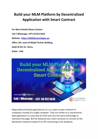 Build your MLM Platform by Decentralized Application with Smart Contract