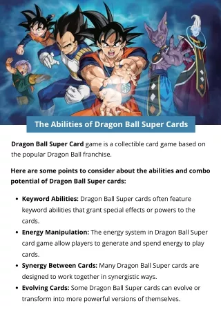 The Abilities of Dragon Ball Super Cards