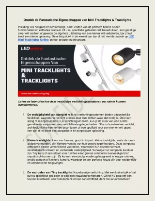 Ontdek de Fantastische Eigenschappen van Mini Tracklights & Tracklights