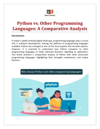 Python vs. Other Programming Languages: A Comparative Analysis