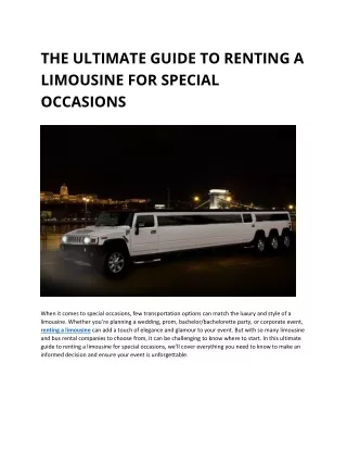 THE ULTIMATE GUIDE TO RENTING A LIMOUSINE FOR SPECIAL OCCASIONS