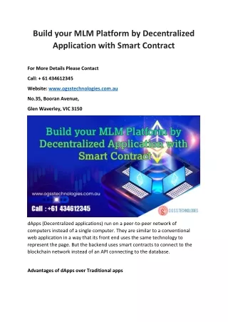 Build your MLM Platform by Decentralized Application with Smart Contract