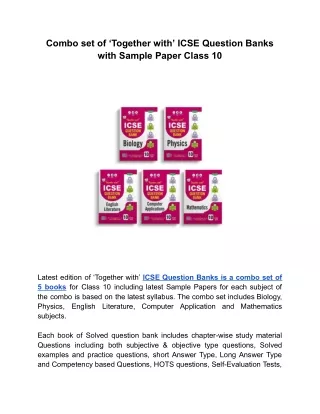 Combo set of ‘Together with’ ICSE Question Banks with Sample Paper Class 10