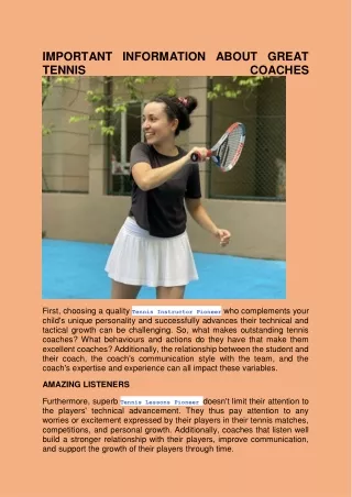 Looking for the best Adult Tennis Lessons in Pioneer