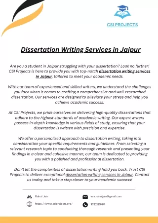 Dissertation Writing Services in Jaipur