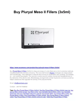 Buy Pluryal Meso II Fillers (3x5ml) online