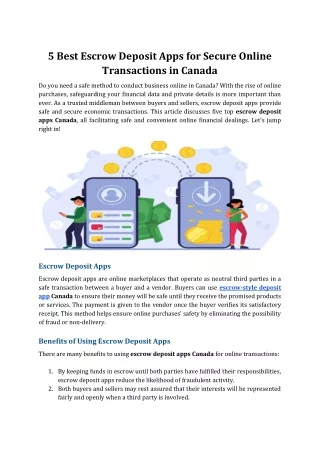 5 Best Escrow Deposit Apps for Secure Online Transactions in Canada