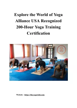 Explore the World of Yoga Alliance USA Recognized 200-Hour Yoga Training Certification.docx