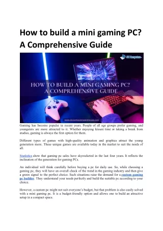 How to build a mini gaming PC_ A Comprehensive Guide