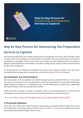 Step by Step Process for Outsourcing Tax Preparation Services to CapActix