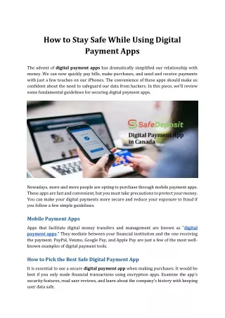 How to Stay Safe While Using Digital Payment Apps