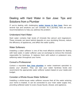 Dealing with Hard Water in San Jose_ Tips and Solutions from a Plumber