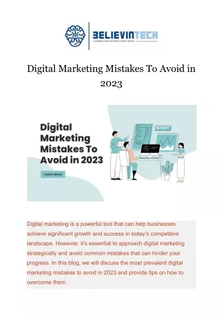 Digital Marketing Mistakes To Avoid in 2023