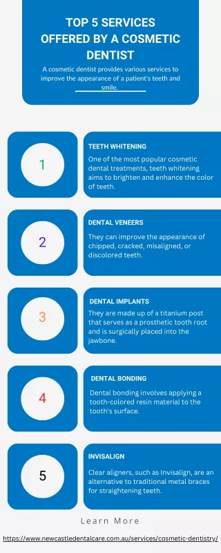 top 5 services offered by cosmetic dentist