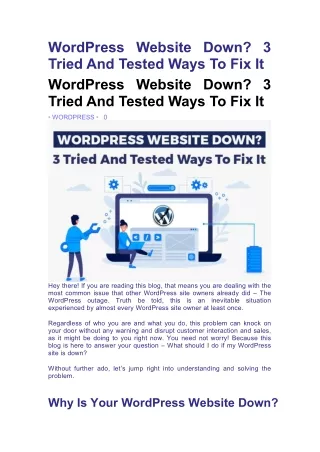 WordPress Website Down