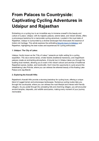 From Palaces to Countryside_ Captivating Cycling Adventures in Udaipur and Rajasthan