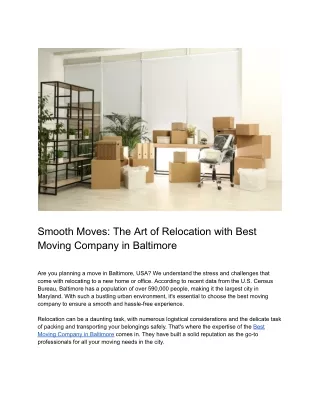 Smooth Moves_ The Art of Relocation with Best Moving Company in Baltimore