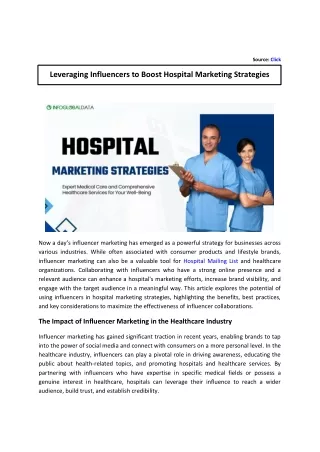 Leveraging Influencers to Boost Hospital Marketing Strategies-InfoGlobalData