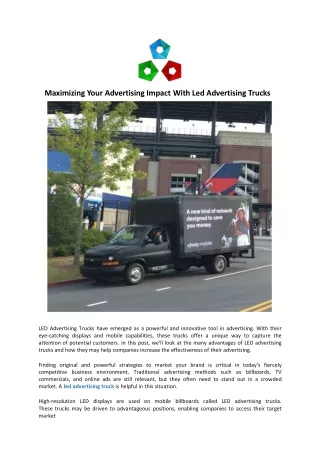 Maximizing Your Advertising Impact With Led Advertising Trucks