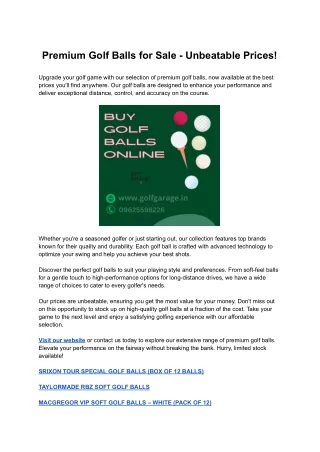 Premium Golf Balls for Sale - Unbeatable Prices