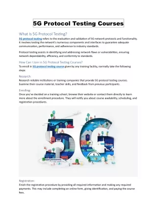 5G Protocol Testing Courses