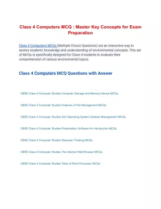 Class 4 Computers MCQ : Master Key Concepts for Exam Preparation