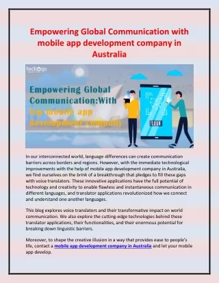 Empowering Global Communication with mobile app development company in Australia