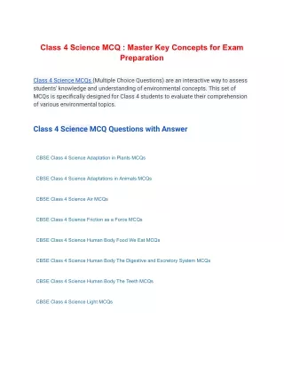 Class 4 Science MCQ : Master Key Concepts for Exam Preparation