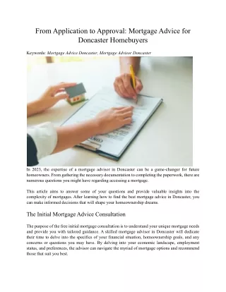 From Application to Approval Mortgage Advice for Doncaster Homebuyers