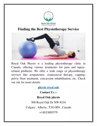 Finding the Best Physiotherapy Service