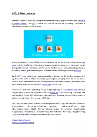 NFT - The Birth of a New Universe
