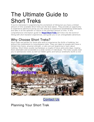 The Ultimate Guide to Short Treks.