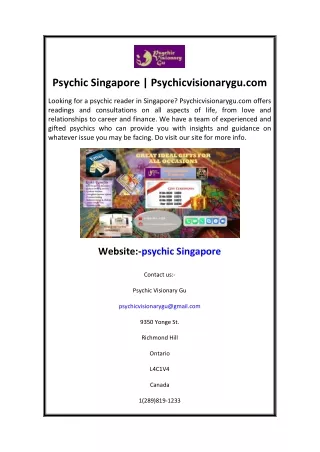 Psychic Singapore  Psychicvisionarygu.com